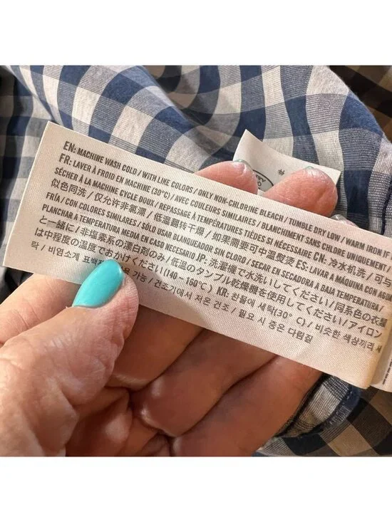 Abercrombie & Fitch Blue White Gingham Shirt Check Button Up Stretch M Mens - Picture 11 of 15